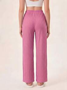 100%Cotton 3 Pcs Solid Knit Pant Set Lounge Pants For Women Sleep Pants Cotton Pajama Pants Ribbed Knit Pants - Multicolor - View 8