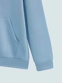 Modcrash Men's Casual Fashionable Versatile Daily Commute Simple Slogan Print Kangaroo Pocket Drawstring Hoodie, Autumn/Winter - Baby Blue - View 3