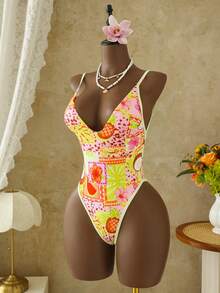 Swim Vcay Áo tắm liền thân in họa tiết thanh lịch dành cho nữ, thích hợp cho kỳ nghỉ hè, đi biển, hàng mới về mùa hè. - Nhiều màu - Xem 4