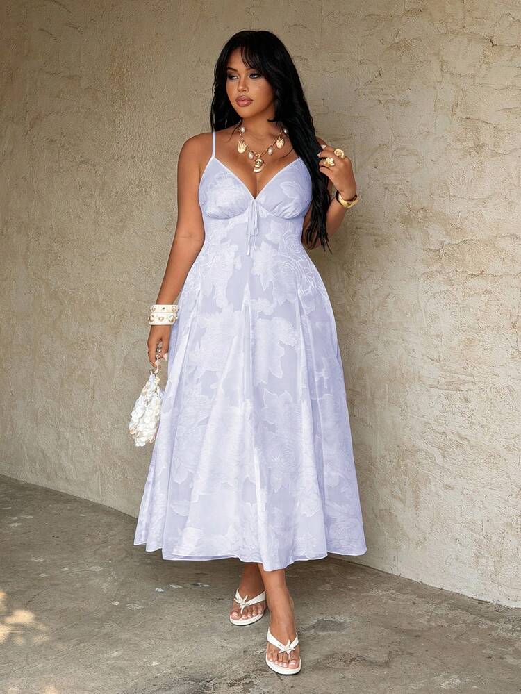 Rustia Đầm maxi dáng chữ A không tay, thắt eo, thanh lịch, tối giản, chất liệu chiffon Pháp, họa tiết hoa 3D cắt xẻ tinh tế, thích hợp cho kỳ nghỉ, dã ngoại, tiệc tùng, và cho phụ nữ cỡ lớn, mùa hè. - Màu tím - Xem 9