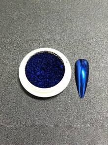 1瓶蓝色变色龙热感变色指甲粉，炫彩全息指甲颜料，金属摩擦粉，适用于美甲DIY UV凝胶美甲，含刷子 - 藍色 - 查看 8