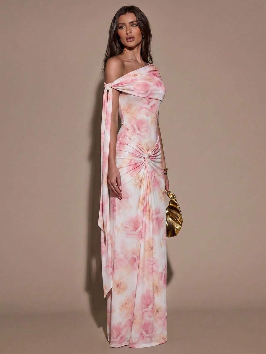 SHEIN BAE 夏季新品:露肩碎花连衣裙,性感、可爱又优雅。适合海滩度假、海滩旅行、海滩派对、约会、夜店、郊游、派对、音乐节、早午餐等各种场合。 - 淺粉色 - 查看 1