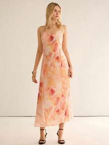 Đầm maxi chiffon in họa tiết cổ chữ V dành cho nữ, thích hợp cho kỳ nghỉ. - Nhiều màu - Xem 1