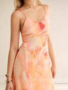 Đầm maxi chiffon in họa tiết cổ chữ V dành cho nữ, thích hợp cho kỳ nghỉ. - Nhiều màu - Xem 6