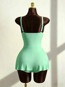 Bộ bikini 2 mảnh in hoa, dây đeo điều chỉnh được, phụ kiện kim loại, bán chạy nhất mùa xuân/hè, thích hợp cho kỳ nghỉ biển. - màu xanh lá - Xem 2