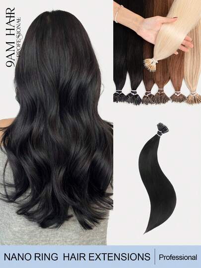 50G/Pack Nano Ring Hair Extensions Human Hair 16-22inch Nano Tip Hair Extensions Real Human Hair Natural Black Color Nano Loop Hair Extension Straight Human Hair Invisible And Smooth Nano Bead Hair Extensions For Women Suitable For Party & Wedding & Wedding