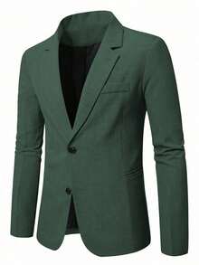 Manfinity Mode Áo khoác nam Space Dye Pocket Single-Belt cài khuy màu xanh lá cây Blazer nam Áo khoác nam Suit nam Suit nam Áo khoác nam Slim Fit màu xanh lá cây Blazer màu xanh lá cây Áo khoác vest nam, Phong cách Old Money - Màu xanh lá cây đậm - Xem 4