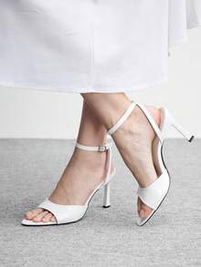 CUCCOO BIZCHIC Women's Fashionable Elegant Minimalist High Heel Sandals For Christmas Valentine's Day - Lacquer 473 White - View 4