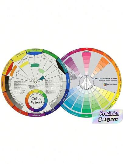 1pc Multi-Color Round Color Wheel Puzzle & Multifunctional Color Mixing Card Back To School,Back To School,School Supplies