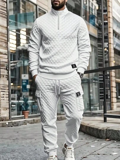 EGENSIO Bộ quần áo nỉ chui đầu và quần nỉ có dây rút cho nam, trang phục mùa thu