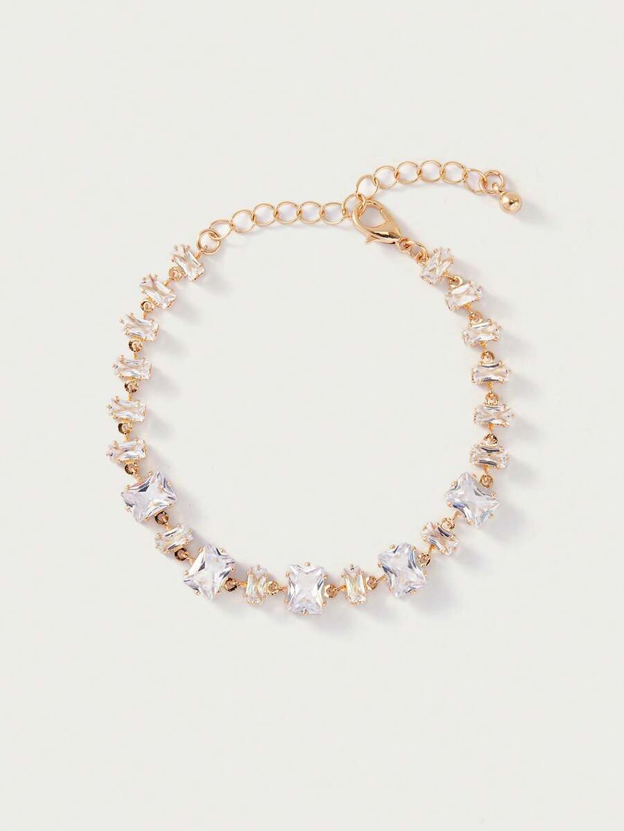 Glisma Vòng tay pha lê băng bạc lấp lánh, sang trọng, đính đá Cubic Zirconia. - Trong sáng - Xem 1