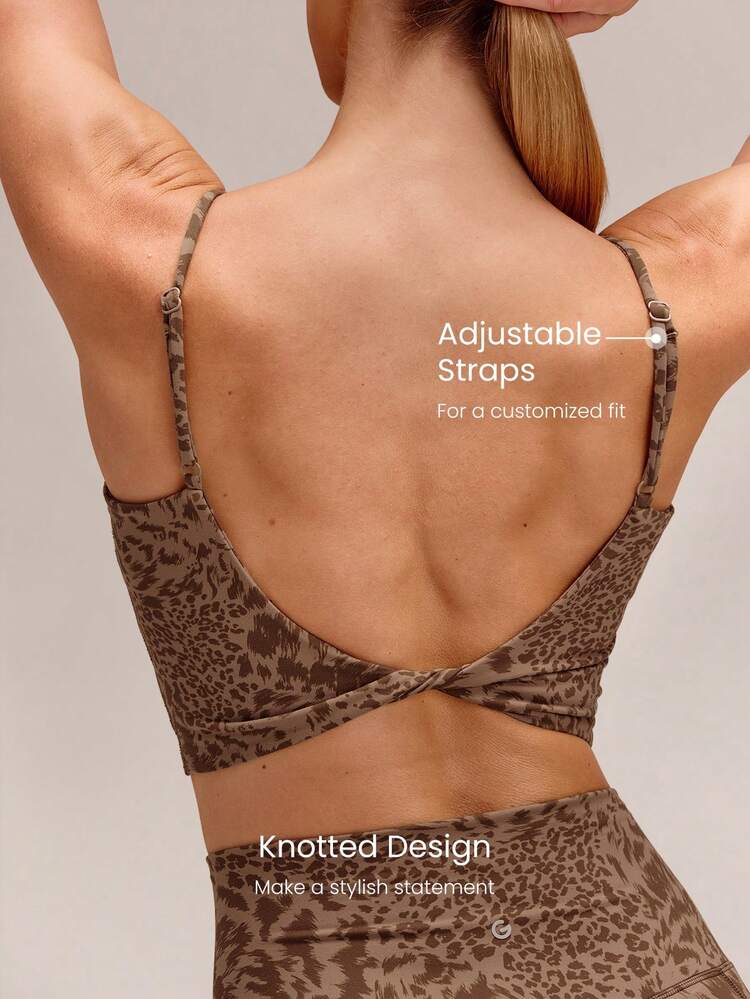 FeatherFit™ Top sin espalda con nudo, de apoyo ligero y bajo impacto, ideal para yoga y uso diario en primavera y verano