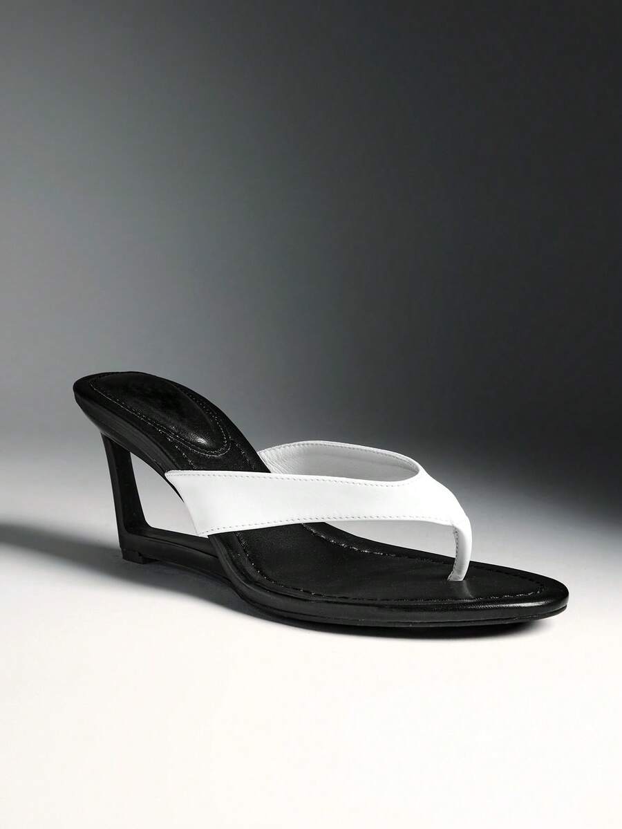 Solezae Sandal đế xuồng quai chữ T thanh lịch, sang trọng dành cho nữ. - trắng - Xem 1