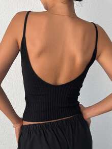 DAZY Top de tirantes de uso diario versátil y casual de unicolor para mujer - Negro - Ver 4