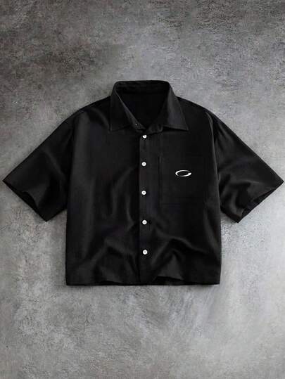 Manfinity VCAY Embroidered Chest Men's Short Sleeve Single-Breasted Shirt