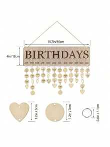 1 Set Wooden Family Birthday Reminder Board Wall Mounted With Labels Calendar Display Stand For Home Classroom Office Birthday Gift Mom Teacher Grandmother - Multicolor - View 8