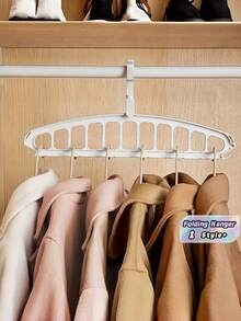 1PC Folding Wall Mounted Modern Magic Hanger Efficient Drying Space Saving Storage Multifunctional Home Dormitory Student Laundry Organizer - White - View 1