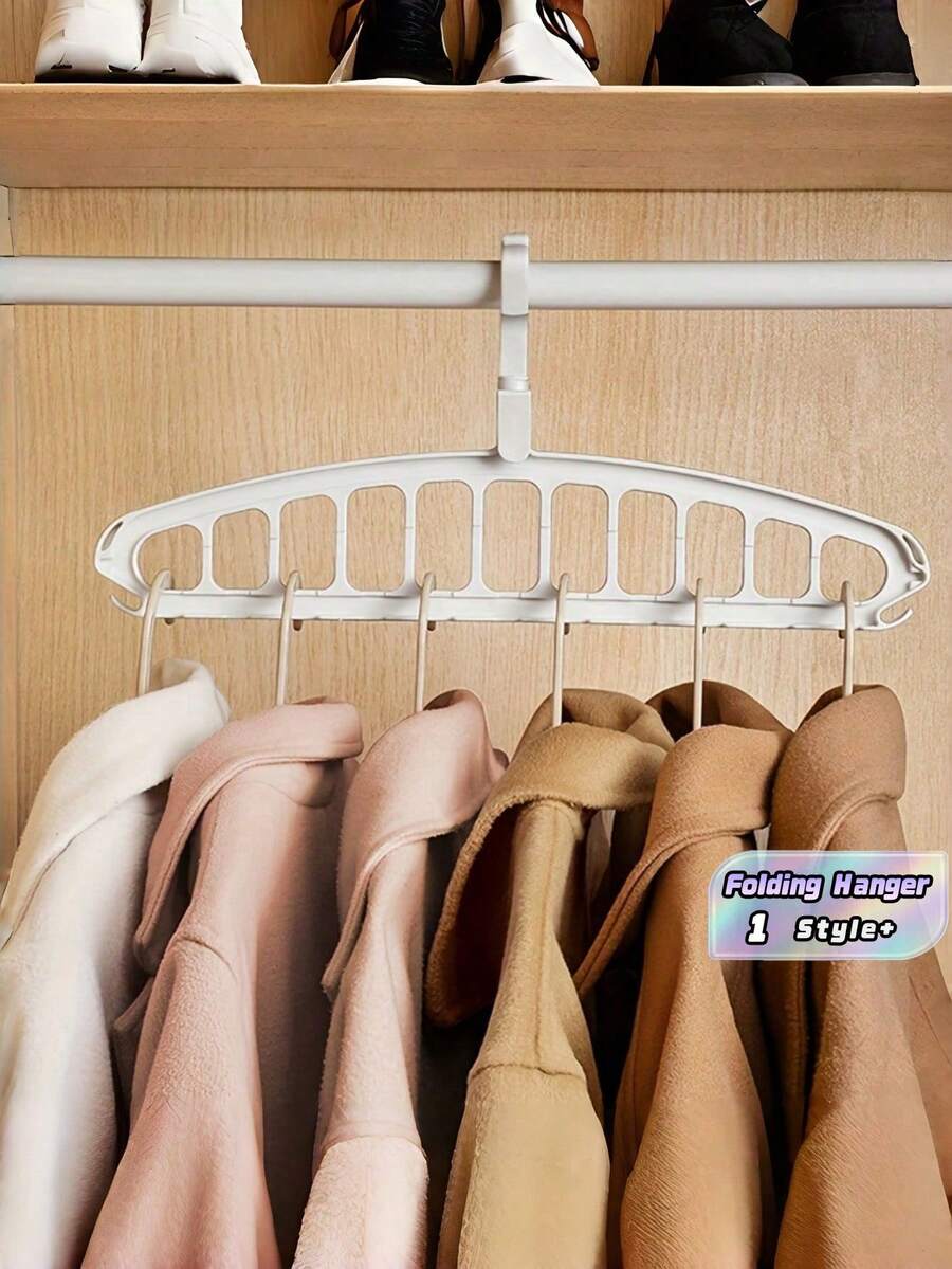 1PC Folding Wall Mounted Modern Magic Hanger Efficient Drying Space Saving Storage Multifunctional Home Dormitory Student Laundry Organizer - White - View 1