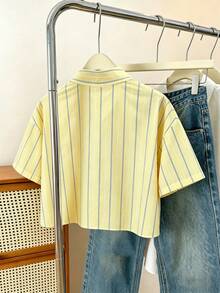 Women's Casual Striped Short Sleeve Shirt, Summer - Multicolor - View 2