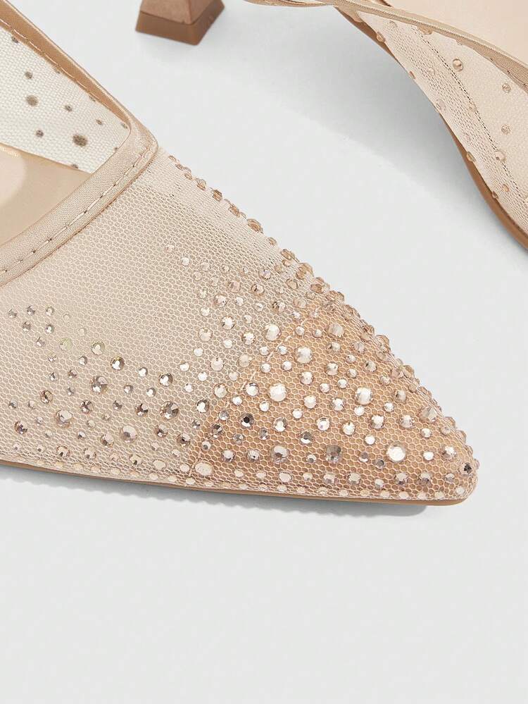 CUCCOO SZL Women Shoes Women's Fashion Pointed Party Wind Mesh Rhinestones Sexy Evening Party Party Wind Simple High Heels Women's Shoes