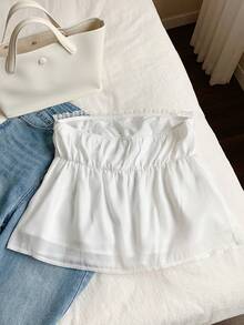 Comfortcana 女士简约、浪漫、优雅蕾丝边短款吊带背心，夏季 - 白色 - 查看 2
