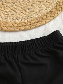 SHEIN Sommer Lässig 2 Stücke Set für Kleinkinder Jungen, mit Palmenbaum- und Bootsprint Poloshirt mit Kragen und Gummizug-Shorts, modisch und bequem, geeignet für Jungen von 6 Monaten bis 3 Jahren, perfekt für den täglichen Gebrauch, Outdoor-Aktivitäten und Schulanfang - Schwarz - Übersicht 6
