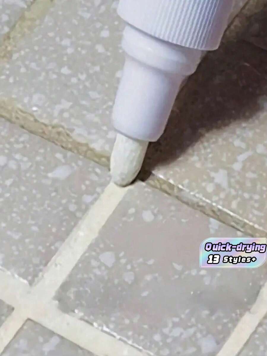 防水速干瓷砖填缝笔，配有替换笔尖，墙面填缝笔，防霉装饰填缝笔，适用于瓷砖、地板、浴室，瓷砖修补工具，家居装饰填缝笔，瓷砖笔，填缝笔，水泥接缝装饰笔，圣诞新年节日家居装饰笔，壁画装饰笔 - 彩色 - 查看 1