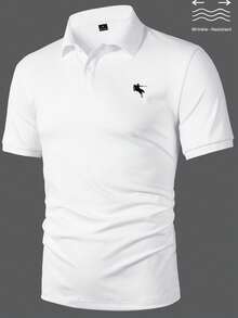 Manfinity Bizformal Men's Short Sleeve Patterned Collar Formal Polo Shirt, Suitable For Office, Outings And Gatherings, Ceremony - White - View 3