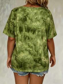 EMERY ROSE Camiseta de talla grande de verano informal con estampado de teñido anudado y tirantes cruzados - Multicolor - Ver 2