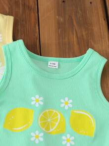 SHEIN Áo hai dây in hình trái cây cho bé gái, kiểu dáng thường ngày, đa năng. - Nhiều màu - Xem 4