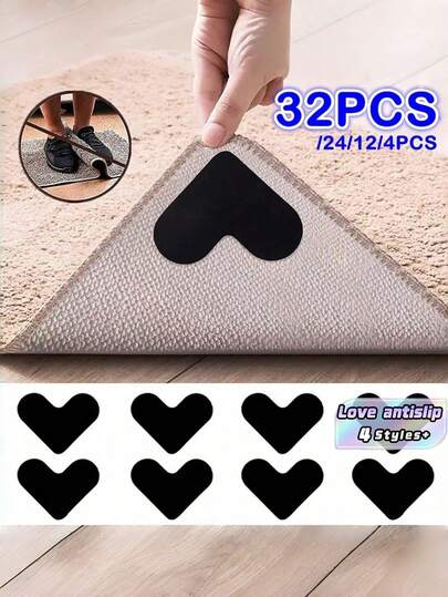 4/12/24/32 buc clește de covor în formă de inimă, bandă adezivă față-verso antiderapantă pentru covoare, bandă lavabilă și reutilizabilă pentru colțuri de covoare, clește de covor pentru podele și gresie din lemn masiv, autocolante, decal de perete, decal din vinil pentru decorațiuni interioare, articole de decor de primăvară, reîmprospătați-vă casa, autocolante decorative Rama, cadouri de ziua de naștere, absolvire, gresie, pardoseală, gresie autoadezivă, decor pentru living