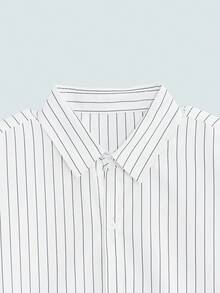 Men's Casual Loose Striped Short Sleeve Shirt, Spring To Summer - White - View 4