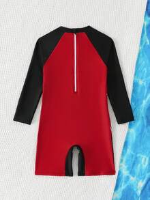Fantacosmos Young BoyLong Sleeve One-Piece Swimsuit, Summer - Red - View 2