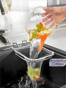 不锈钢厨房水槽过滤器滤篮沥水筛插入式网篮带手柄适用于浴室水槽浴缸排水毛发收集器家庭清洁工具配件、厨房配件、家庭厨师必备厨房工具礼物、节省空间的厨房收纳用品、圣诞节厨房礼物创意 - 銀色 - 查看 1