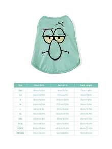 SpongeBob SquarePants | SHEIN 1 件卡通图案印花宠物背心，猫咪衣服，狗狗衣服，尺码 XXS-XXXXL，特小号，特大号，章鱼哥。 - 薄荷綠 - 查看 9