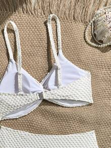Swim Vcay Women's Solid Color Swimwear Set For Vacation & Beach - White - View 5
