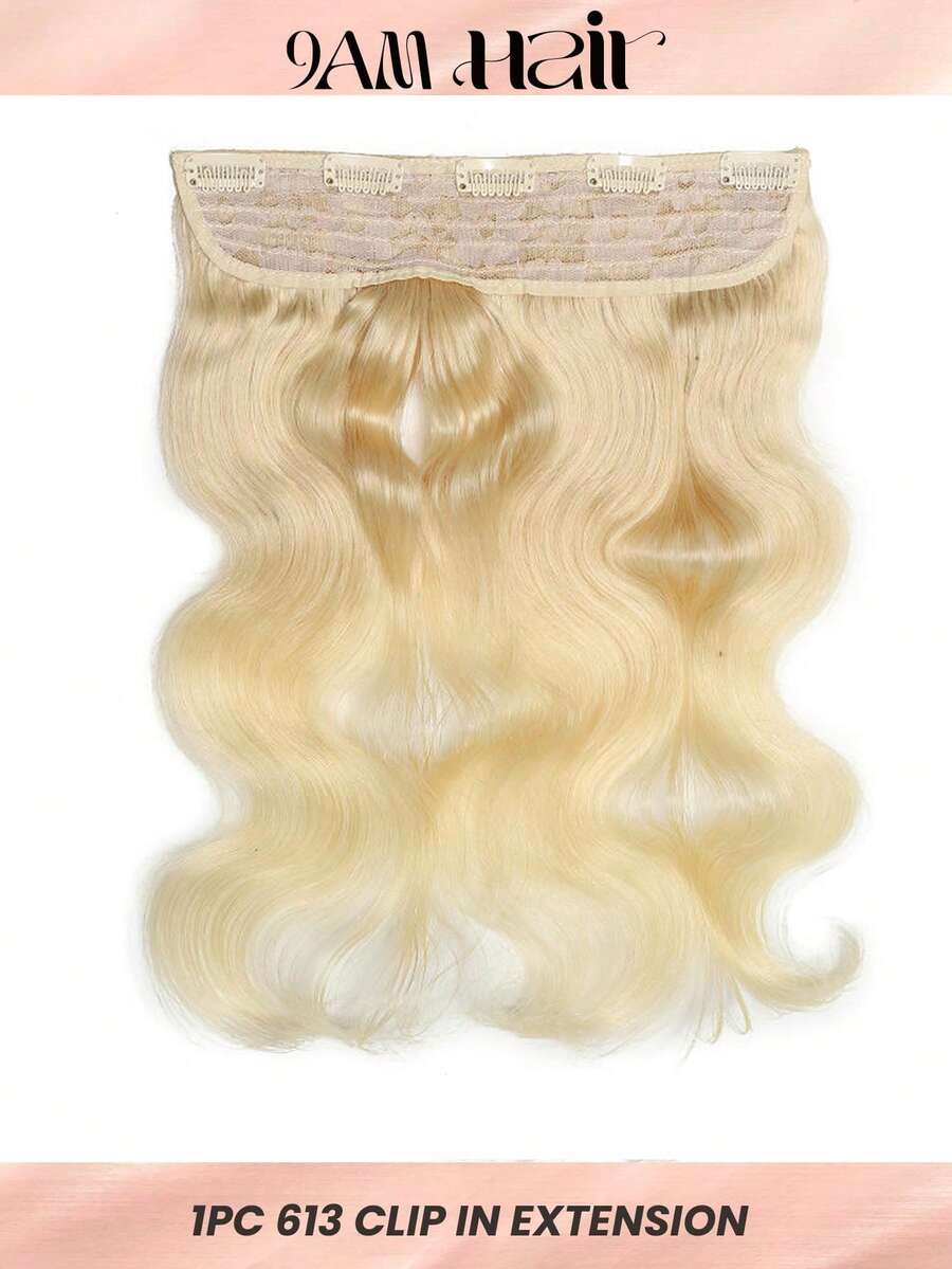 Extensiones de cabello humano real de una pieza con clip en color rubio 613, rectas y doradas, hechas a mano, extensiones de cabello con clip para mujeres, disfraces de Halloween - S613 - Ver 1