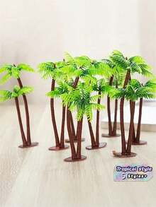 5/8/10PCS Simulated Water Grass Coconut Tree Miniature Micro Plant Sand Table Game Model Aquarium Landscape Simulated Coconut Tree - Multicolor - View 1