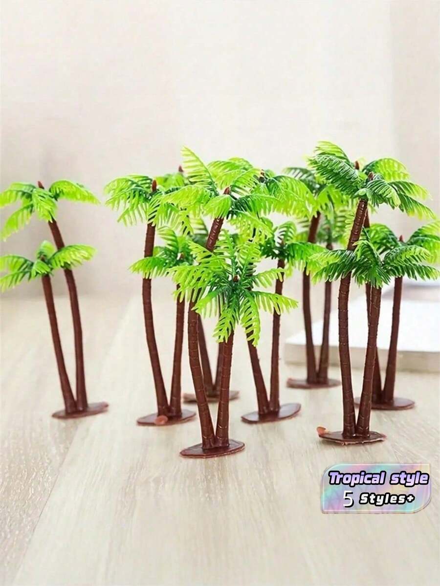 5/8/10PCS Simulated Water Grass Coconut Tree Miniature Micro Plant Sand Table Game Model Aquarium Landscape Simulated Coconut Tree - Multicolor - View 1