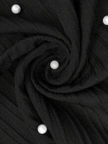 SHEIN CURVE+ 大码优雅蝴蝶结领连衣裙，仿珍珠设计，显瘦效果极佳，适合日常、通勤、派对、约会、拍照等多种场合。 - 黑色 - 查看 7
