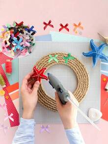 50Pcs/Pack Colorful Ribbon Bows Gift Packaging Decoration Handicraft Card Decoration, Hair Accessories, Jewelry Bows, Wedding Party Decoration,Christmas Decor,Room Decor,Home Decor-White Christmas For Holiday Gift Giving - White - View 6