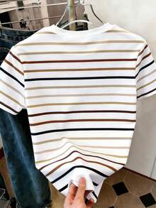 Resyla Women's Short Sleeve T-Shirt With Round Neck And Striped Print, Suitable For Summer Holidays And Everyday Wear - 彩色 - 查看 2