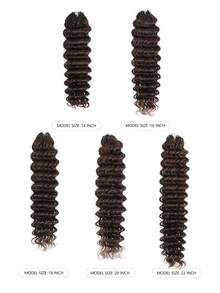 Boho Braids Miracle Knots 100% Remy 真人发钩编发，羽毛线钩编发辫，沙龙级丝滑无缝隐形纯色 2# 深棕色巧克力色羽毛钩编真人发辫，适合发量较少的女性，微预环深波浪处女发接发 - S2# - 查看 3