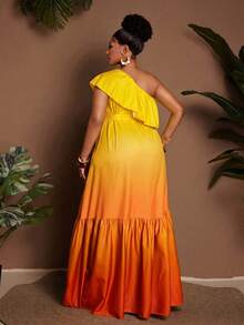 Maweii Vestido de línea A con degradado para mujer talla grande, adecuado para la playa, vacaciones, uso casual en verano - Multicolor - Ver 2