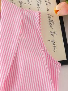 SHEIN Elladie kids Bộ 3 món cho bé gái (size nhỏ): Áo blazer hồng, áo hai dây và quần short đính ngọc trai, trang phục mùa hè thanh lịch thường ngày. - Hồng - Xem 7