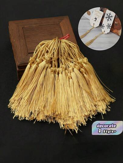 50 PIÈCES franges en soie de 13 cm avec des anneaux en fil d'or | Accessoires artisanaux en vrac pour marque-pages, franges pour toque de graduation, fabrication de bijoux | Décorations pour fêtes, maison, festivals (cadeaux de Noël, Nouvel An)