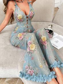 Slumberist Set Piyama Camisole dan Celana Jacquard dengan Gesper Berlian Bentuk Hati - Hijau - View 4