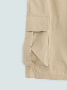 Modcrash Quần short kaki nam kiểu cargo, nhiều túi, ống thẳng, phong cách đường phố. - Màu Khaki - Xem 5