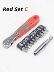 Ratchet Screwdriver Handles Narrow Spaces, Front And Rear, Elbow Wrench, Right Angle Bending, Cross Screwdriver, Steel Material, Red Color, Requires Assembly, Non-Electric, Battery-Free For Industrial And Scientific Use, Tools For Men - multicolor - View 13