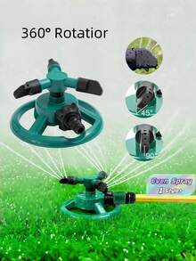 1 件 360° 自动旋转洒水器 - 3 喷嘴可调节花园喷水，适用于草坪、庭院和植物 | 高效灌溉系统、户外浇水工具、耐用草坪洒水器，适用于露台、草地、花坛 - 綠色 - 查看 1